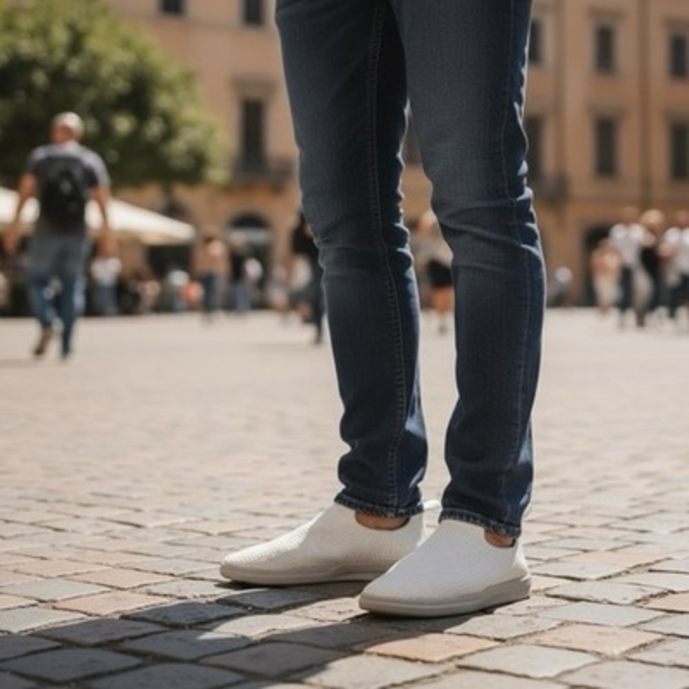 LUSSO CLOUD Jet Matte White Men’s Slip-On Waffle Canvas Shoes Size 13